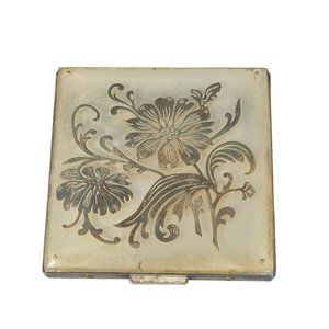 Vintage Rex Compact Floral Top And Case Fifth Avenue Compact with liner